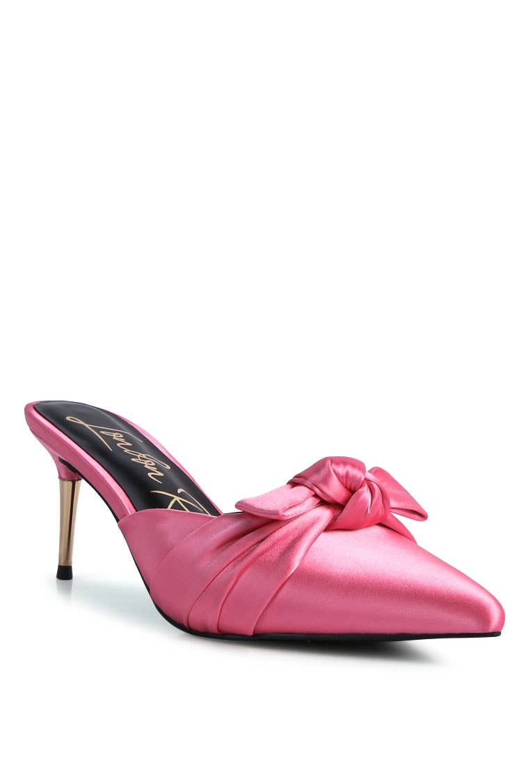 Queenie Satin High Heeled Mule Sandals