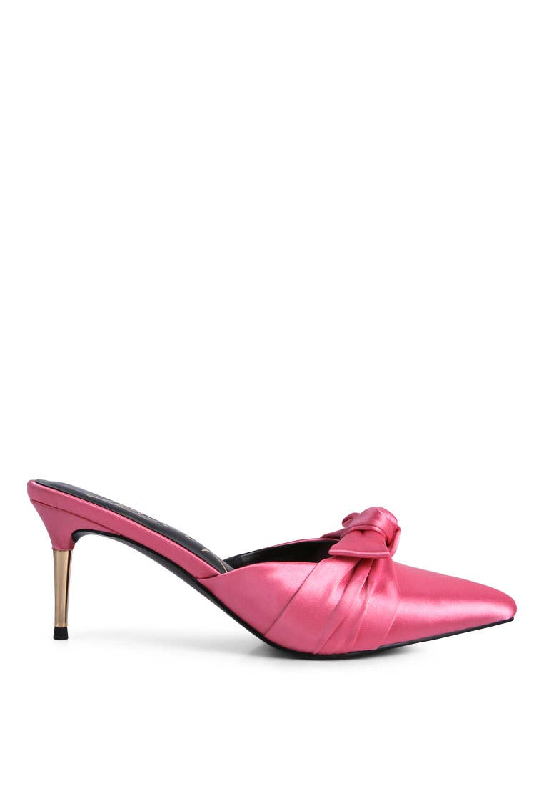Queenie Satin High Heeled Mule Sandals