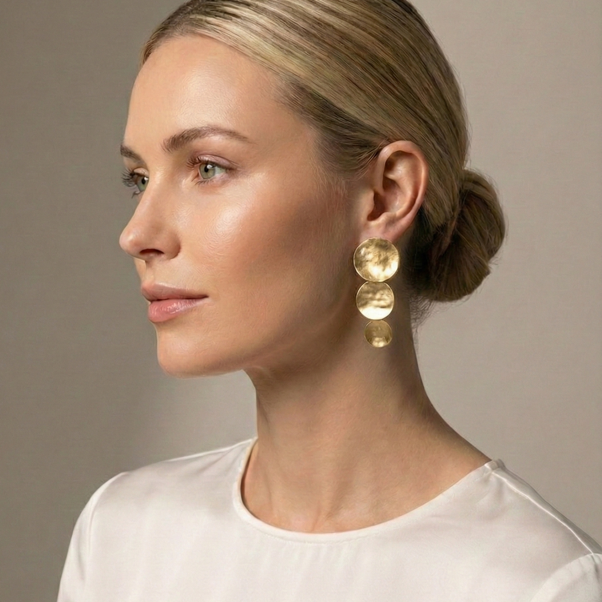 Gold Graduated Disc Statement Earrings | Handmade Jewelry