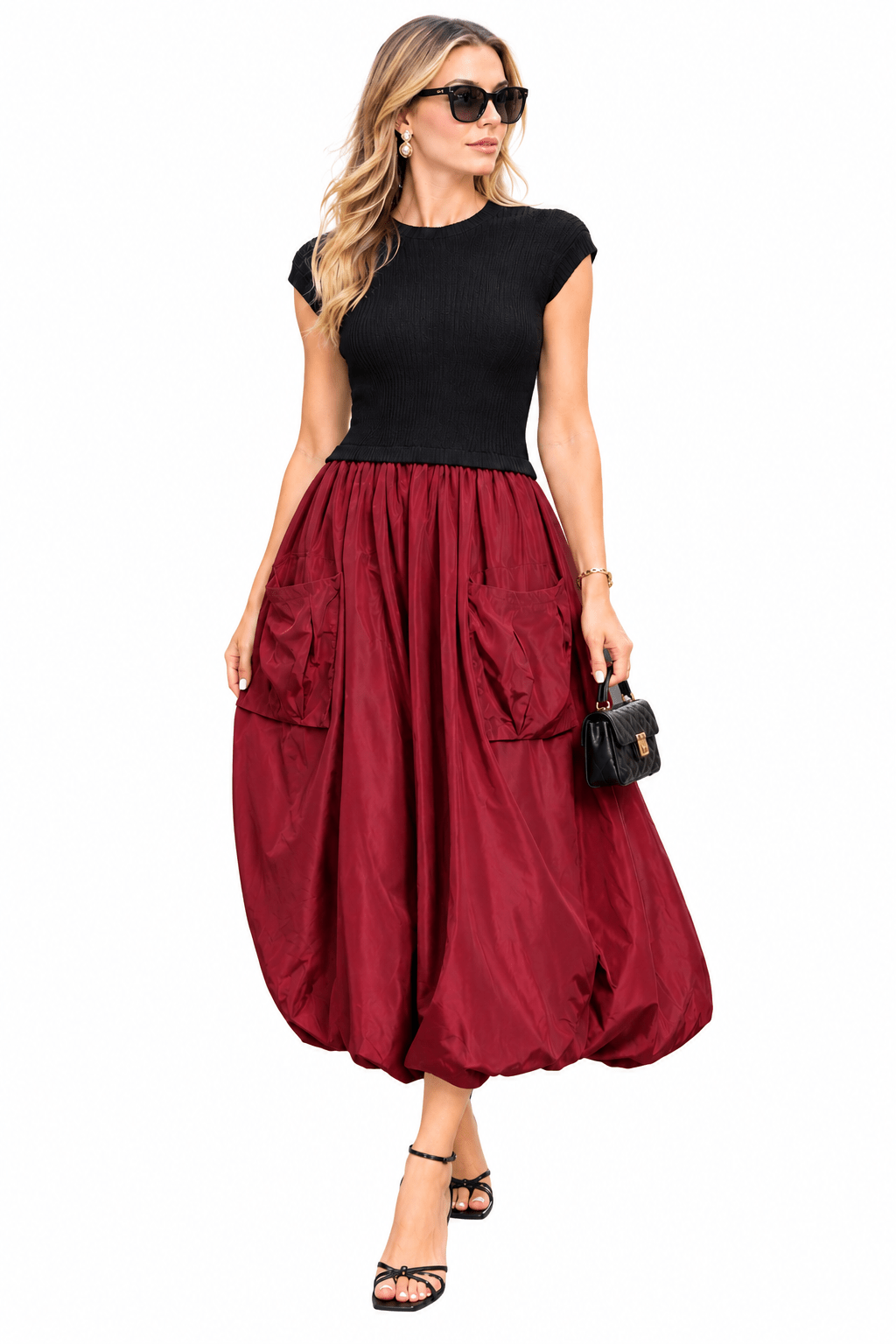 Gracia Burgundy Balloon Maxi Dress