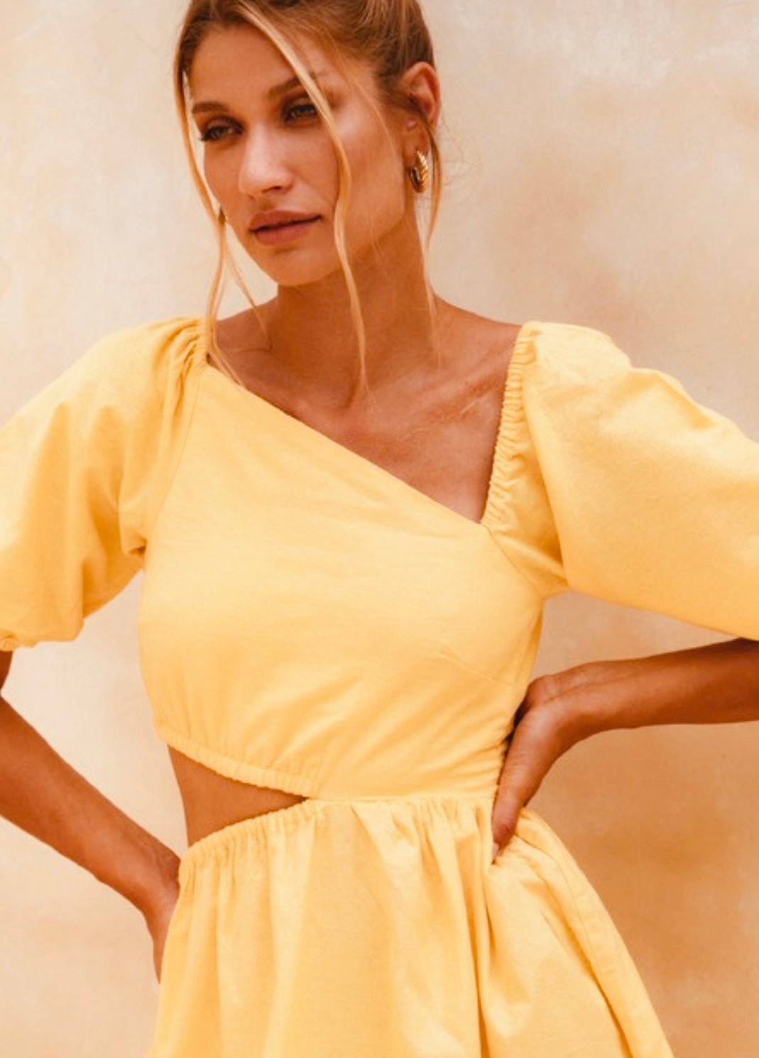 Sundaze Cutout Linen Midi Dress