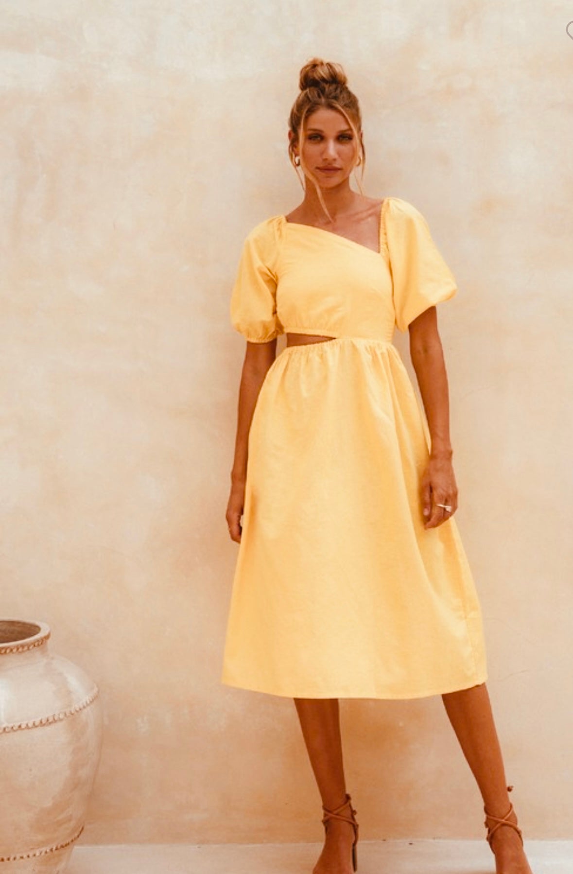 Sundaze Cutout Linen Midi Dress