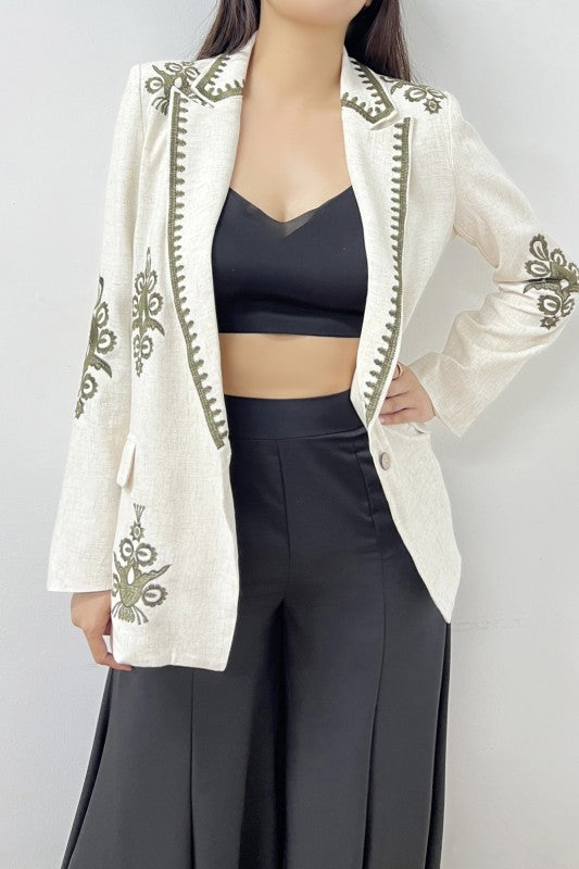 Bold Embroidery Blazer