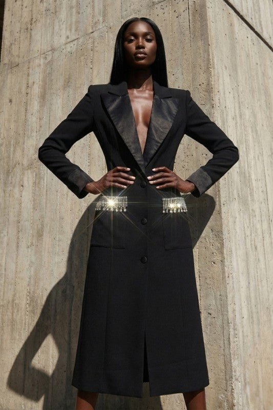 Crystal Accent Tailored Blazer Dress