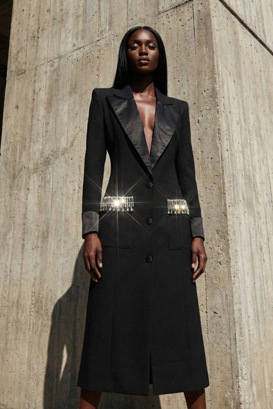 Crystal Accent Tailored Blazer Dress