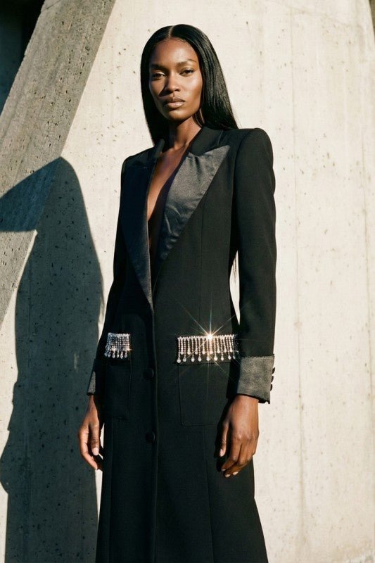 Crystal Accent Tailored Blazer Dress
