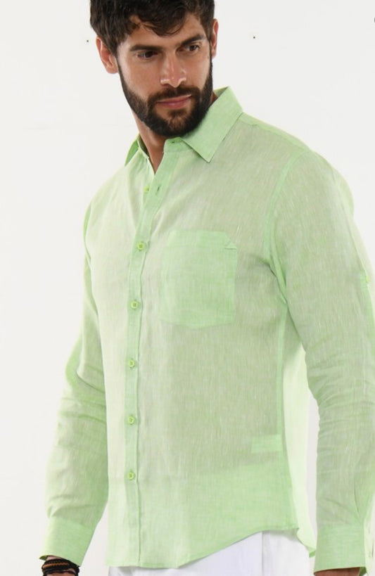 Linen Soft To The Touch Long Sleeve Roll Up Shirt