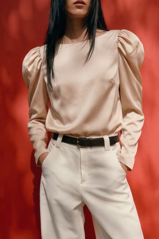 Satin Puff Sleeve Blouse