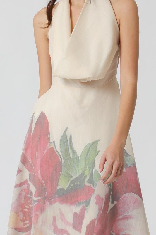 Big Flower Halter Neck Maxi Dress