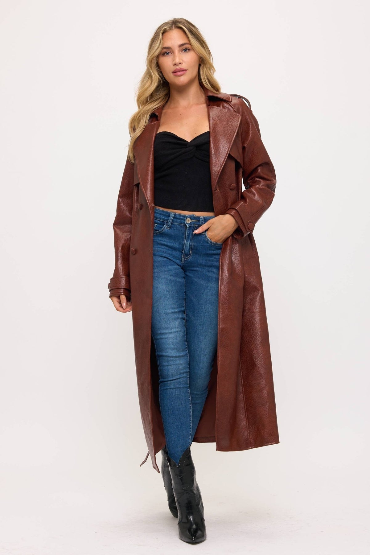 LT0165: Camden Vegan Leather Trench