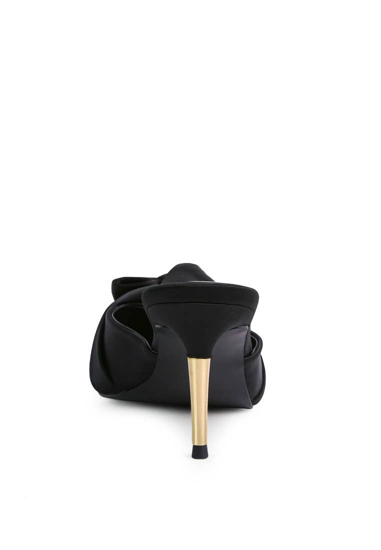 Queenie Satin High Heeled Mule Sandals