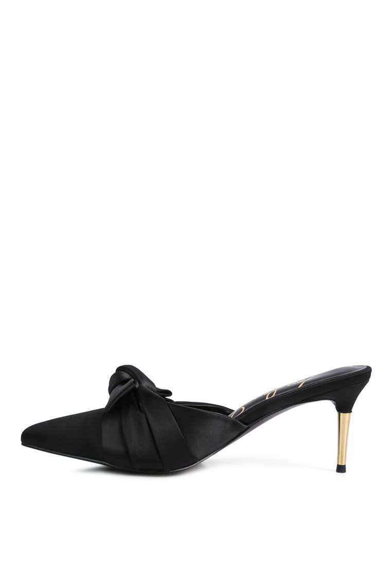Queenie Satin High Heeled Mule Sandals