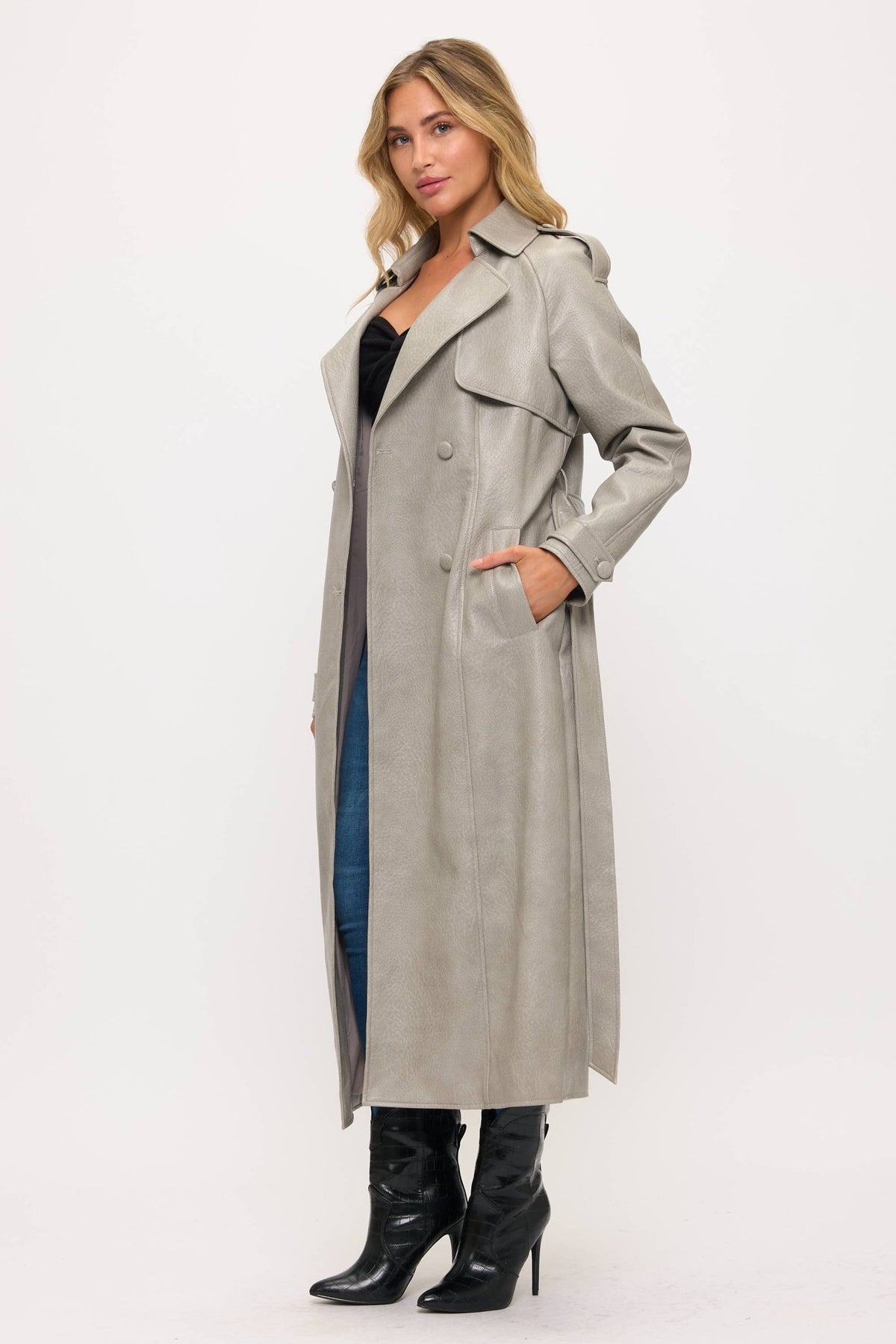 LT0165: Camden Vegan Leather Trench