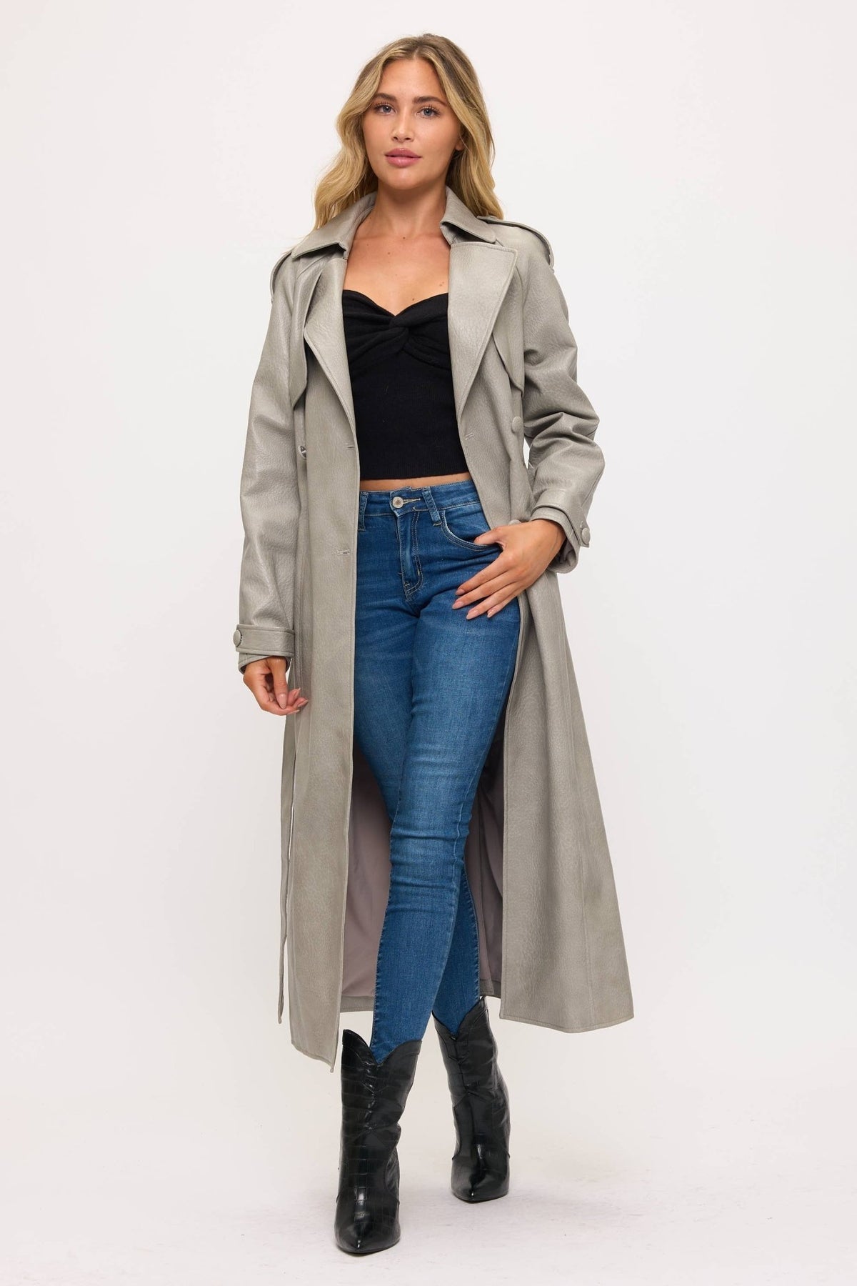 LT0165: Camden Vegan Leather Trench