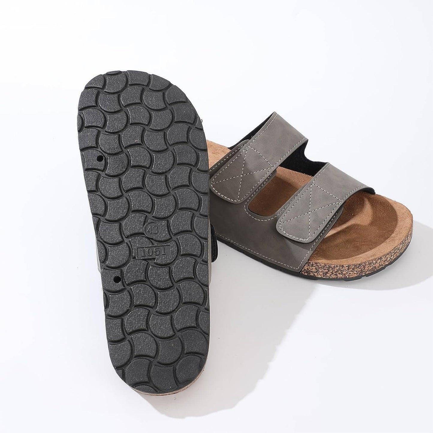 Roxoni Men's Dual Velco Straps Suede Covered Moulded Faux