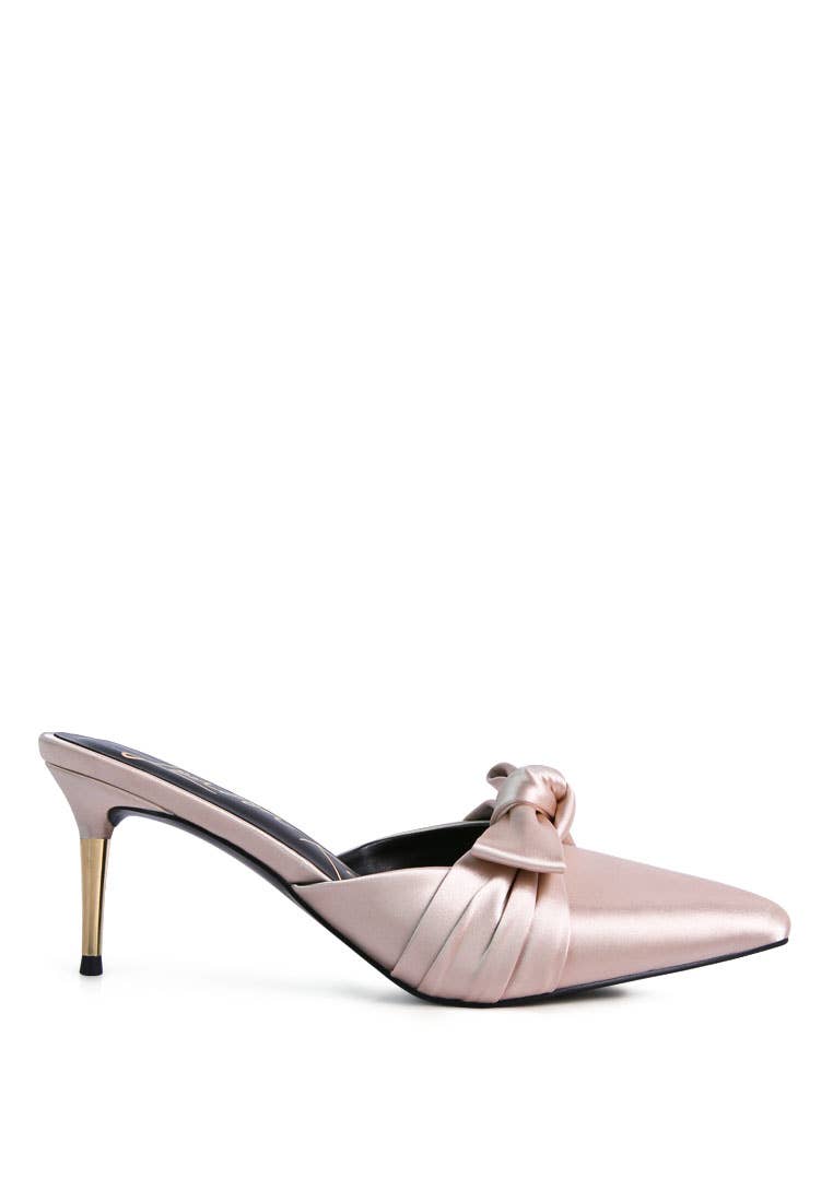 Queenie Satin High Heeled Mule Sandals